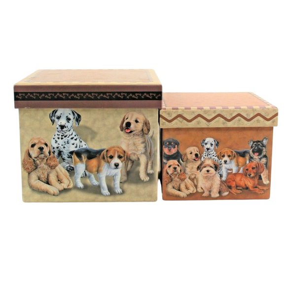 Revelations Puppy Love Trinket Jewelry Nesting Boxes Sectioned Drawer Lot Of 2 - Picture 2 of 10